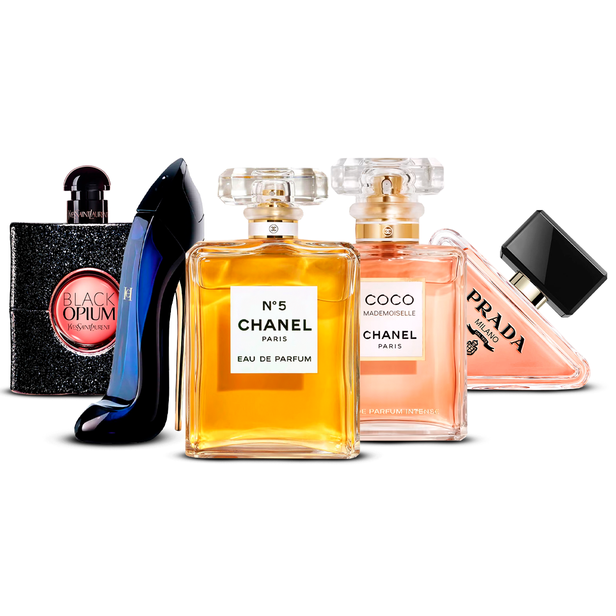 Zestaw 5 perfum damskich – Black Opium, Good Girl, Chanel N°5, Coco Mademoiselle i Prada Paradoxe [po 100 ml każdy]