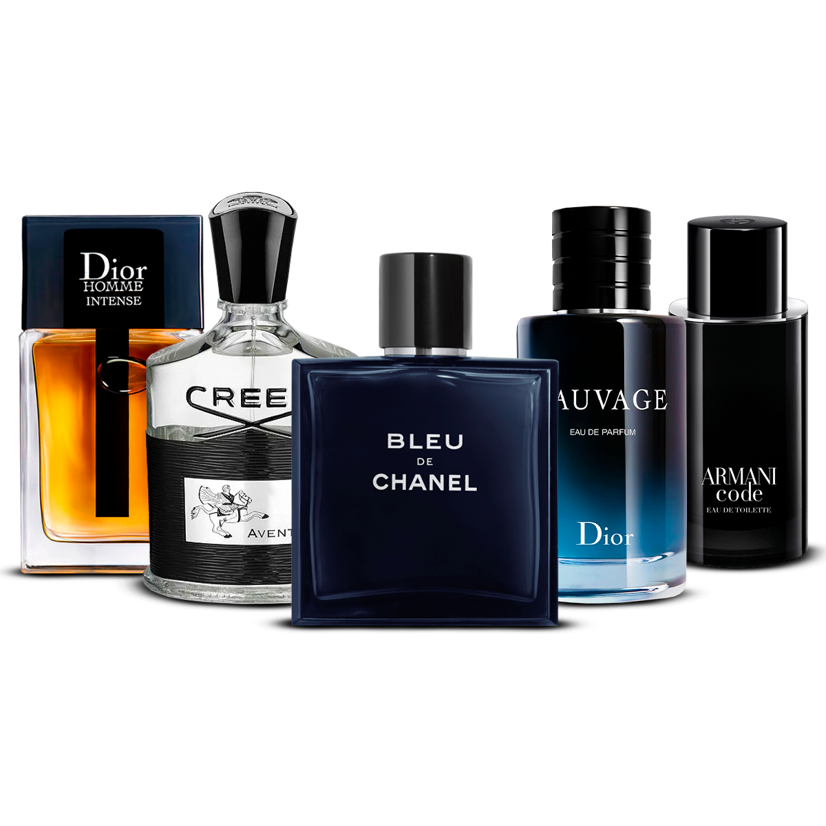 Zestaw 5 perfum męskich – Dior Homme Intense, Creed Aventus, Bleu de Chanel, Sauvage i Armani Code [po 100 ml każdy]