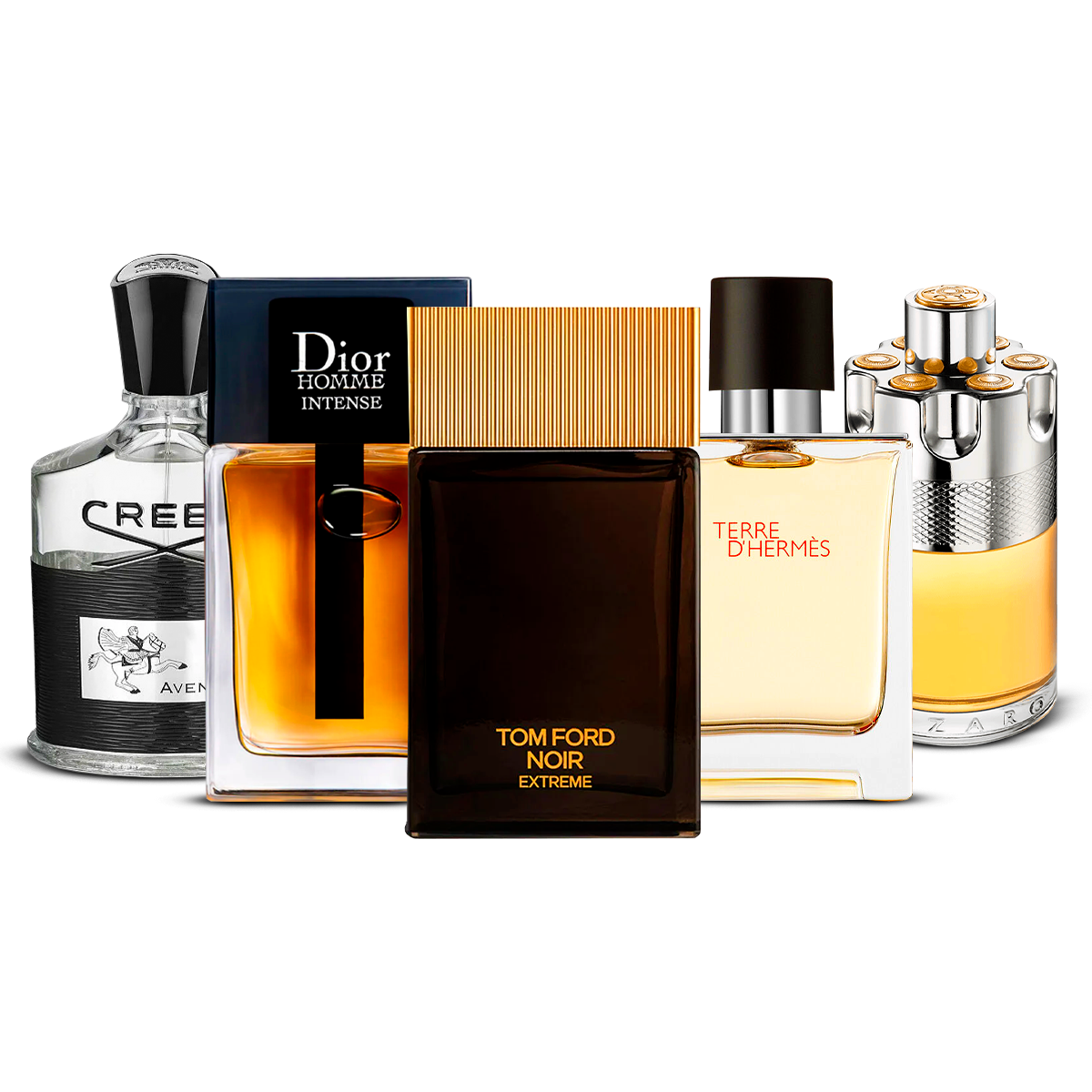 Zestaw 5 perfum męskich – Creed Aventus, Dior Homme Intense, Tom Ford Noir Extrême, Terre d'Hermès i Azzaro Wanted [po 100 ml każdy]