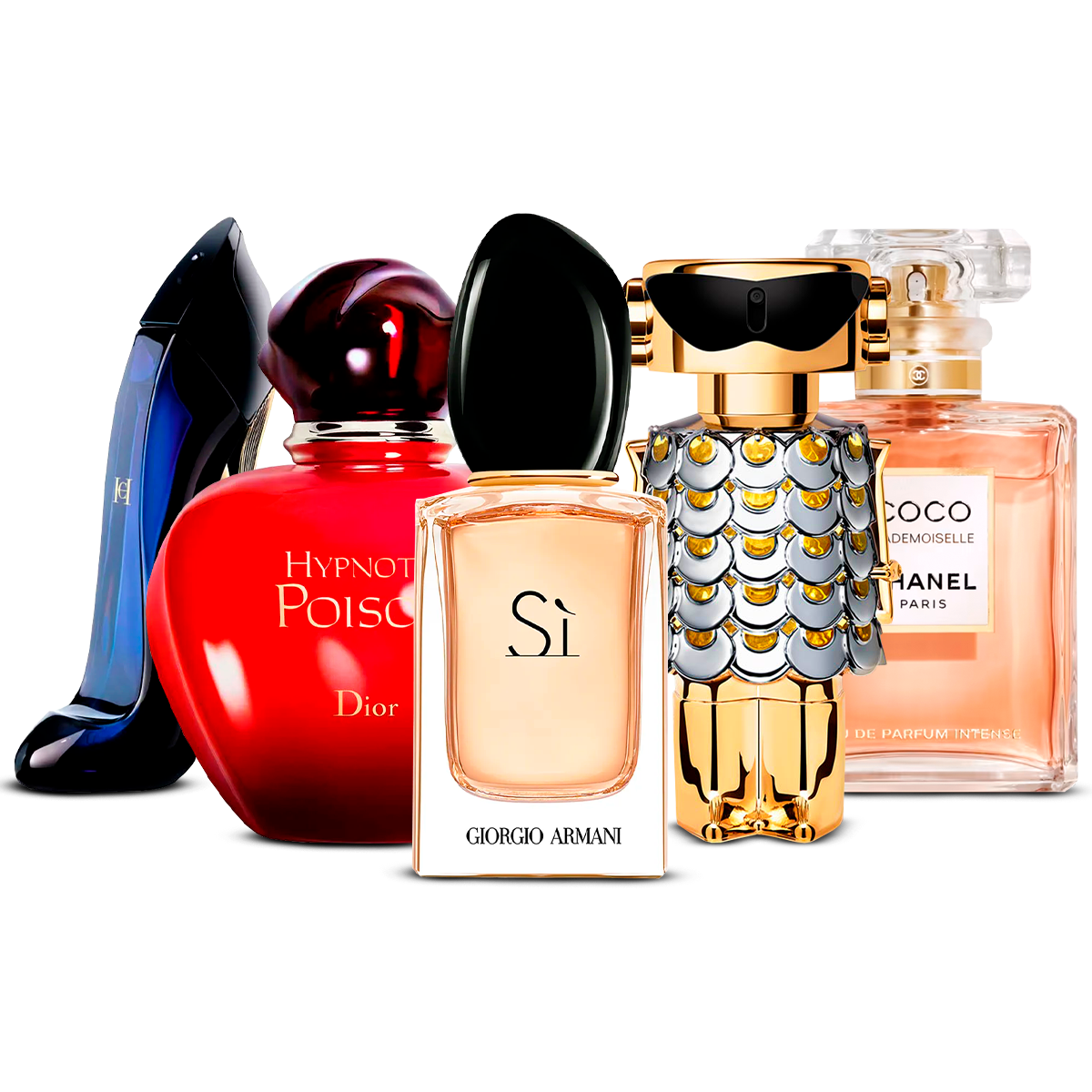 Zestaw 5 perfum damskich – Good Girl, Hypnotic Poison, Sì, Fame i Coco Mademoiselle [po 100 ml każdy]