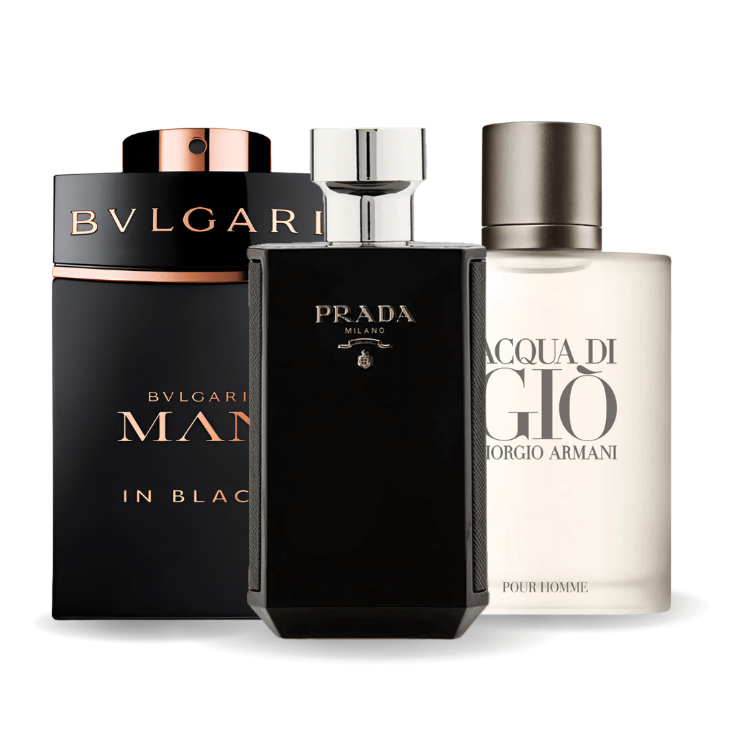 Set di 3 profumi | Bvlgari In Black, Giorgio Armani Acqua di Gio, L'Homme Prada Intense 100 ml