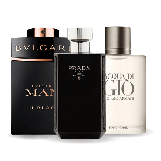 Set di 3 profumi | Bvlgari In Black, Giorgio Armani Acqua di Gio, L'Homme Prada Intense 100 ml