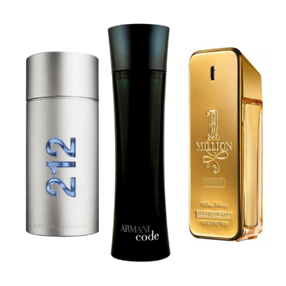 Zestaw 3 perfum | 212 Men NYC, Paco Rabanne One Million, Armani Code Homme 100 ml