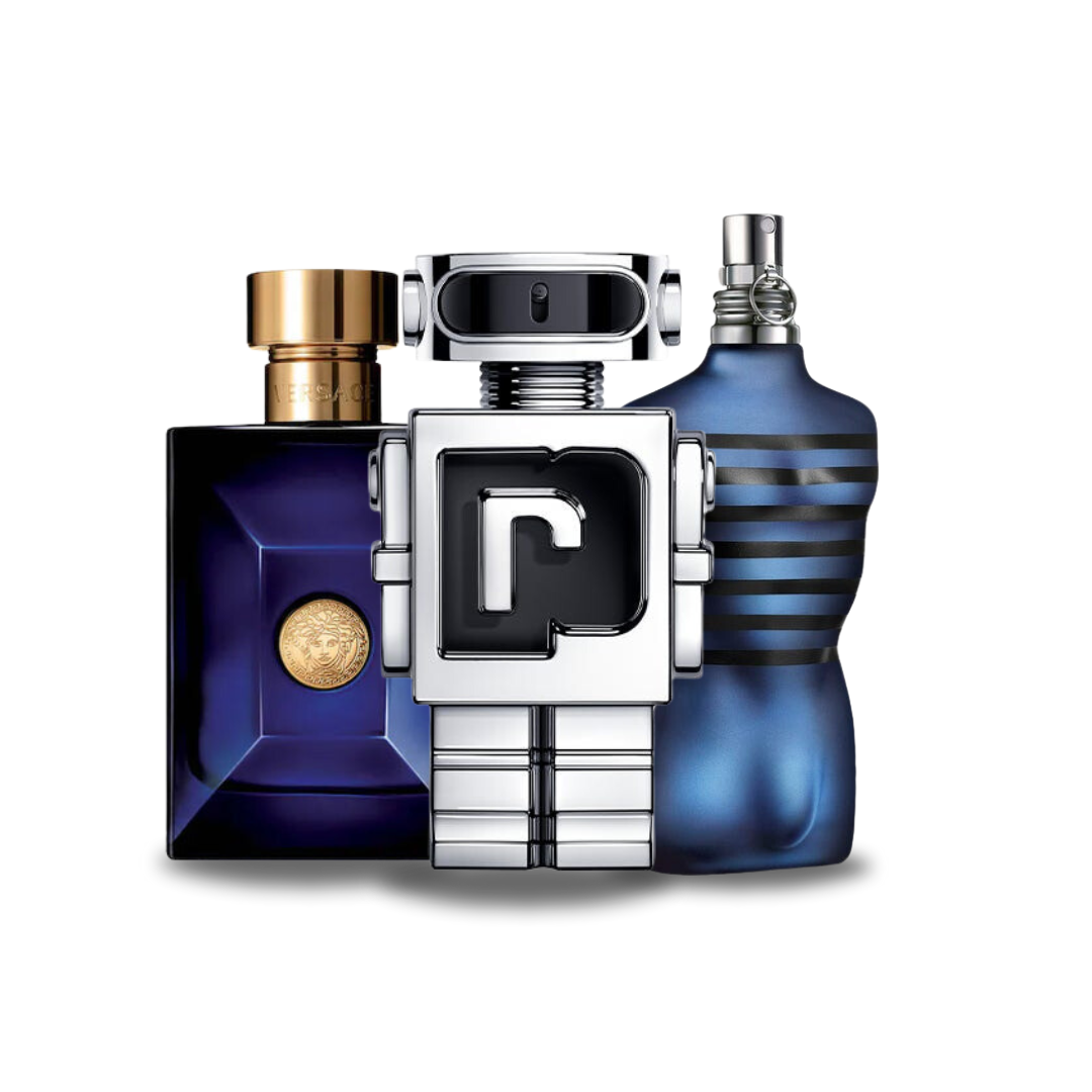 Zestaw 3 perfum | Versace DYLAN BLUE, Paco Rabanne PHANTOM i Jean Paul Gaultier ULTRA MALE 100 ml