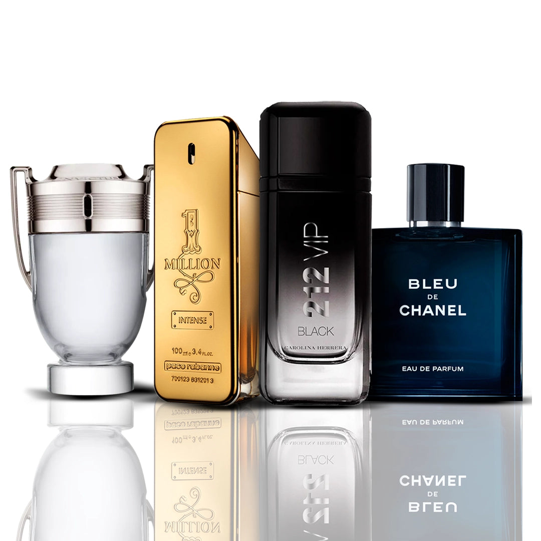 Set di 4 profumi | Invictus + One Million + 212 VIP Black + Bleu de Chanel 100 ml