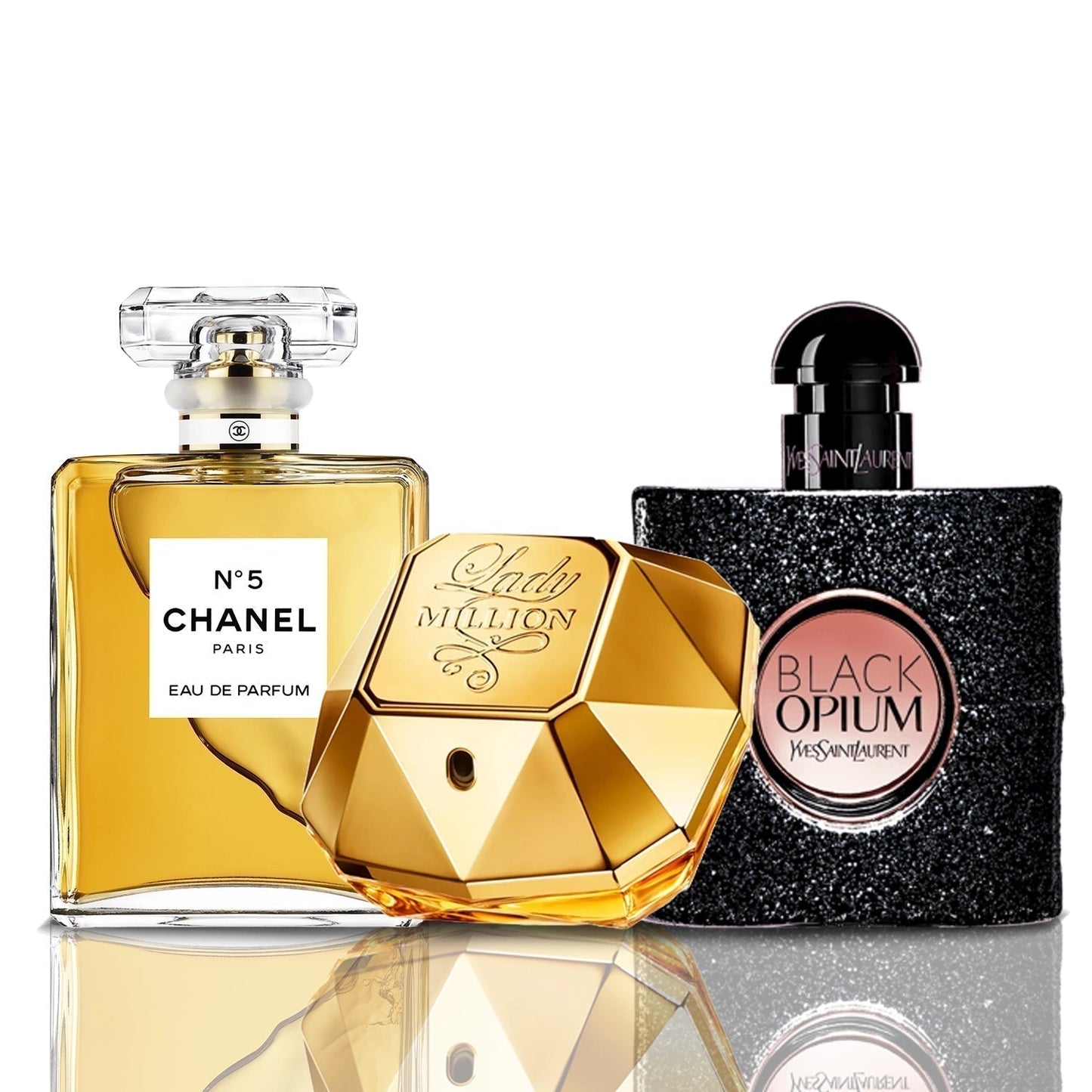 Zestaw 3 perfum | Chanel N°5 + Lady Million + Black Opium 100 ml